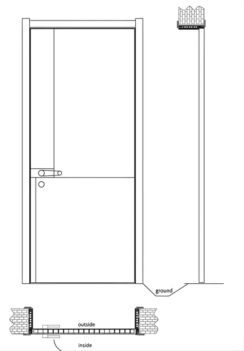 Technical drawing: Doors with metal lines