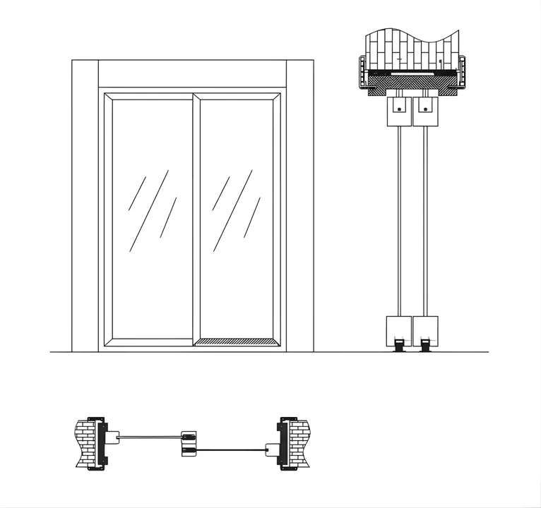 Technical drawing of a sliding door