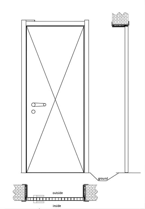Technical drawing: Concealed (flush) doors