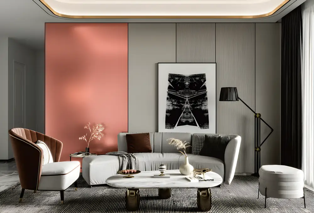 An interior with decorative wall panels